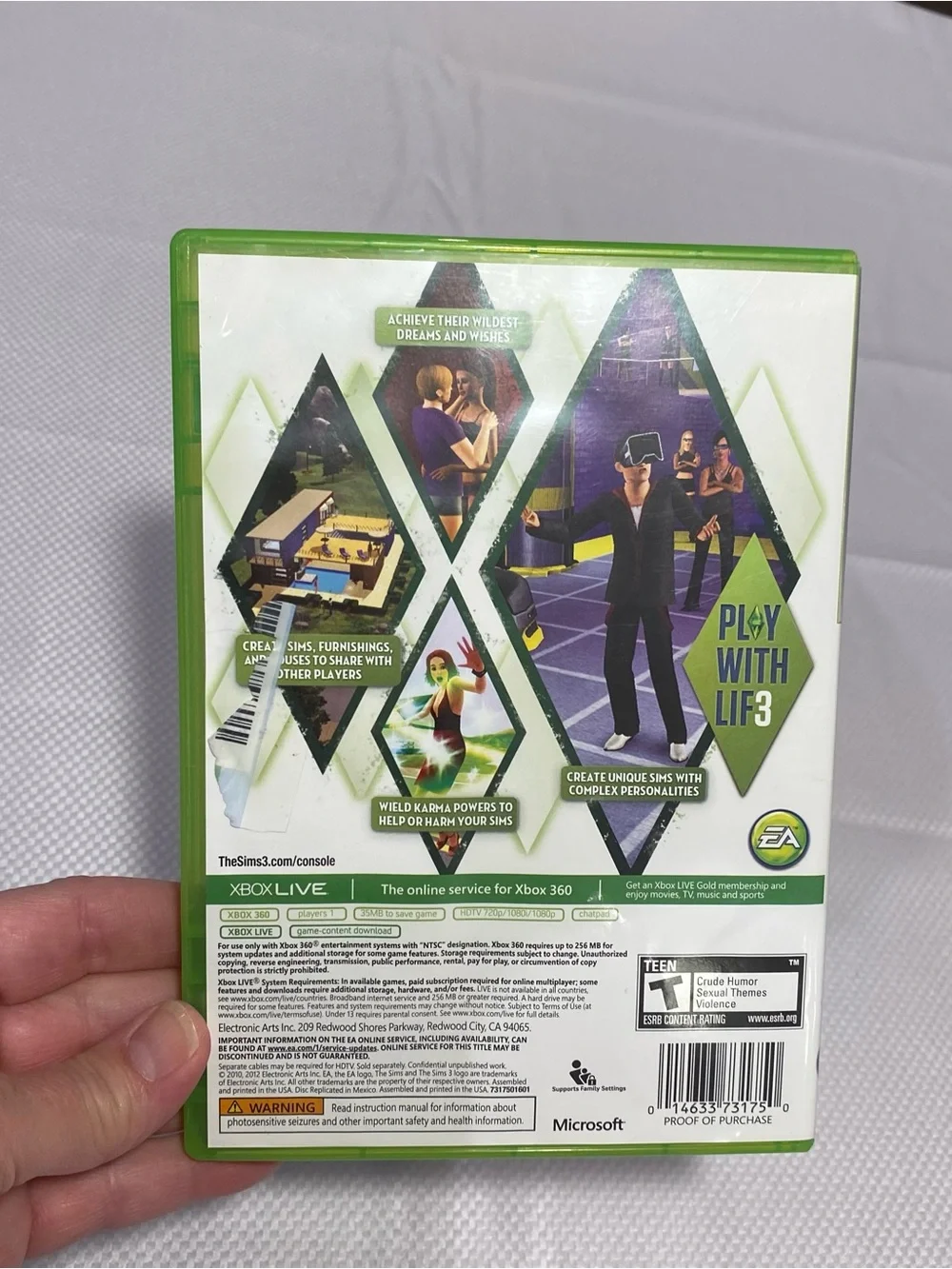 The Sims 3 (Xbox 360) - Green Case, EA Platinum Hits